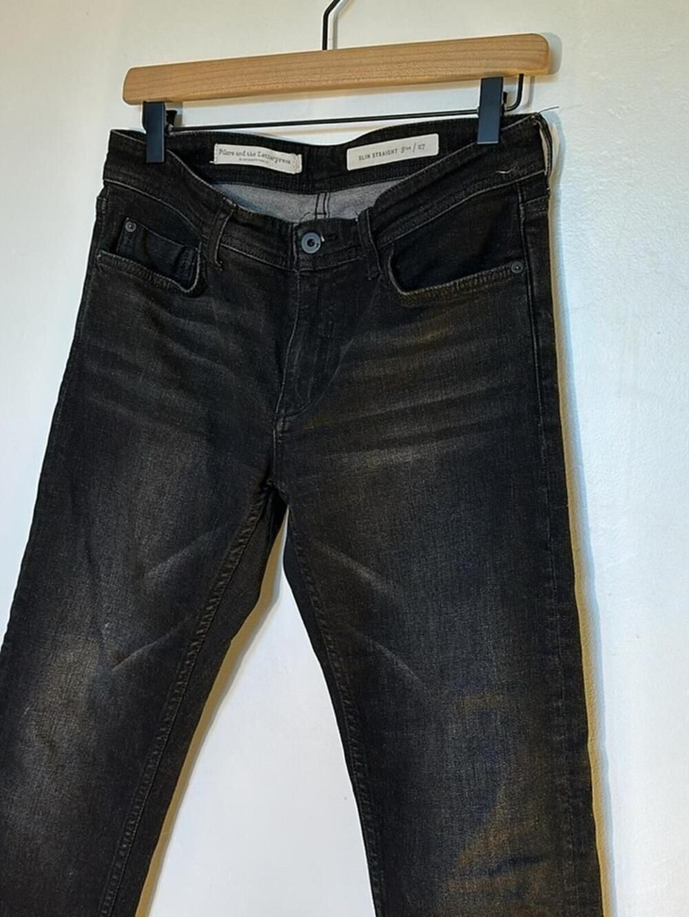 Pilcro Slim Straight Jeans Women 27 Black Wash Anthropologie Denim - Picture 2 of 7